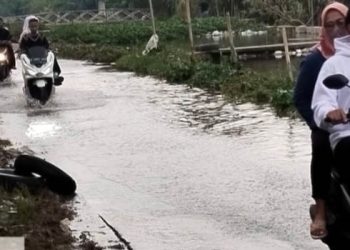 Sudah Satu Tahun Lebih  Jalan Raya Pakisjaya Tergenang Air, Masyarakat Telukbuyung Minta Pemerintah Daerah Melek