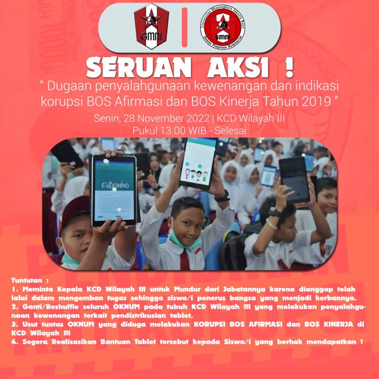GMNI Komisariat Universitas Bhayangkara Duga Perbuatan Melawan Hukum Terkait Bantuan Tablet Bagi Siswa SMA/SMK di Bekasi